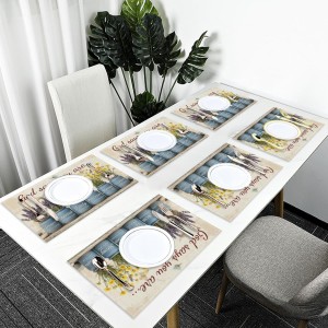 Christian Placemats Set of 4, 12x18 Inch Kitchen Inspirational Table Mats, Bless Bible Verses Flowers Table Decor, Religious Place Mats for Kitchen Decor