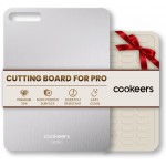 Stainless Steel Cutting Board Set of 2-13.5" x 10" Upgraded Ultra-Thin Double Sided Chopping Board, Non-porous & Odor-resistant, Food Grade Kitchen Cutting Boards, Dishwasher Safe