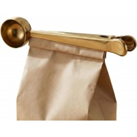 Li&Zhao Stainless Steel Coffee Scoop with Clip - Coffee Scoop for Ground Coffee, Precision Coffee Measuring Scoop, Tablespoon Stainless Steel Scoop for Coffee, Tea, Protein Powder (Gold)