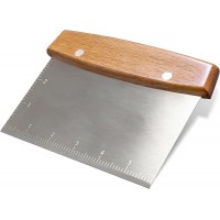 Professional Dough Cutter & Bench Scraper - Ultimate Dough Scraper Tool with Stainless Steel Blade & Wood Handle
