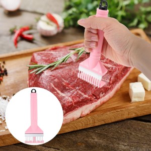 Stainless Steel Meat Tenderizer Needle Tool with Comfortable Grip for Kitchen Steak and Pork Practical Food-safe Design Easy to Clean Pink