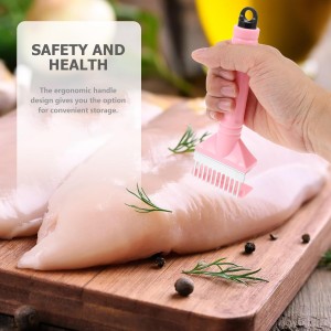 Stainless Steel Meat Tenderizer Needle Tool with Comfortable Grip for Kitchen Steak and Pork Practical Food-safe Design Easy to Clean Pink