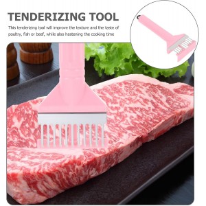 Stainless Steel Meat Tenderizer Needle Tool with Comfortable Grip for Kitchen Steak and Pork Practical Food-safe Design Easy to Clean Pink