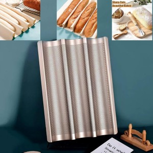 Baguette Baking Kit: 3-Groove Carbon Steel Pan with Lame & Proofing Cloth, Air Vented French Bread Tray for Homemade Artisan Loaves