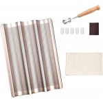 Baguette Baking Kit: 3-Groove Carbon Steel Pan with Lame & Proofing Cloth, Air Vented French Bread Tray for Homemade Artisan Loaves