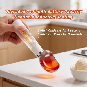 Heated Ice Cream Scoop – Electric Scooper for Hard Ice Cream and Desserts, Heating Up to 158°F, Rechargeable 3400mAh Battery with LED Display, Easy to Clean, Ideal Summer Gift