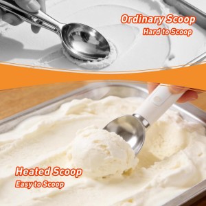 Heated Ice Cream Scoop – Electric Scooper for Hard Ice Cream and Desserts, Heating Up to 158°F, Rechargeable 3400mAh Battery with LED Display, Easy to Clean, Ideal Summer Gift