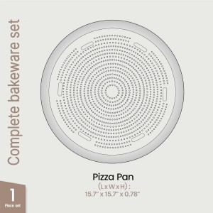 Bakken 16 Inch Non-Stick Pizza Pan 1 Pack, Round Carbon Steel Pizza Tray with Perforated Holes, PFOA, PFOS, & PTFE-Free, Dishwasher & Oven Safe Up To 450°F, Durable Nonstick Coating, Silver