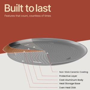 Bakken 16 Inch Non-Stick Pizza Pan 1 Pack, Round Carbon Steel Pizza Tray with Perforated Holes, PFOA, PFOS, & PTFE-Free, Dishwasher & Oven Safe Up To 450°F, Durable Nonstick Coating, Silver