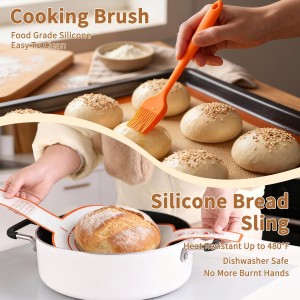 Danish Dough Whisk Set 7 Piece with Wooden Handle - Sourdough Baking Supplies Kit Includes Bread Whisk, Scoring Tool, Dough Scraper, Baking Mat & Pastry Brush - Top Gadgets for Bakers