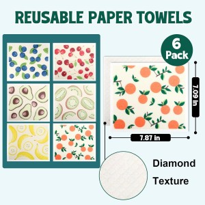 Lsnisni Swedish Dishcloths for Kitchen, 6 Pack Swedish Dish Cloths, Reusable Paper Towels, Washable Kitchen Cloth, 100% Biodegradable, Super Absorbent, Quick Drying