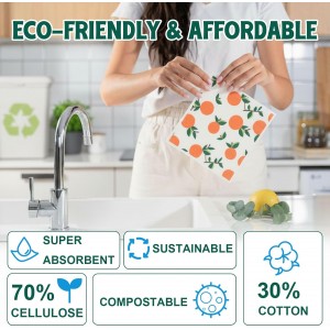 Lsnisni Swedish Dishcloths for Kitchen, 6 Pack Swedish Dish Cloths, Reusable Paper Towels, Washable Kitchen Cloth, 100% Biodegradable, Super Absorbent, Quick Drying