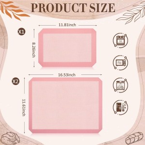 3 Pack Perforated Silicone Baking Mat, Non Stick Pink Baking Mats 2 Half Sheets 16.5