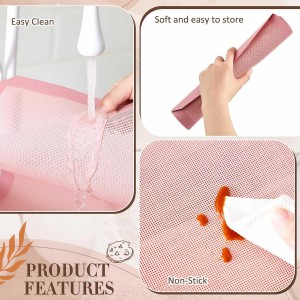 3 Pack Perforated Silicone Baking Mat, Non Stick Pink Baking Mats 2 Half Sheets 16.5