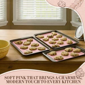 3 Pack Perforated Silicone Baking Mat, Non Stick Pink Baking Mats 2 Half Sheets 16.5