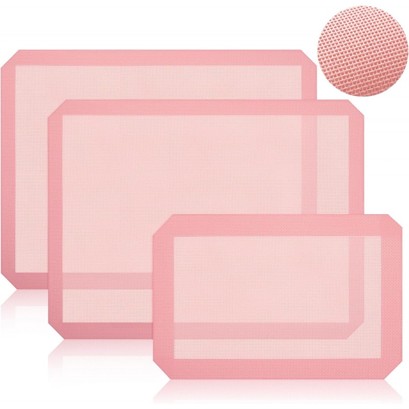 3 Pack Perforated Silicone Baking Mat, Non Stick Pink Baking Mats 2 Half Sheets 16.5
