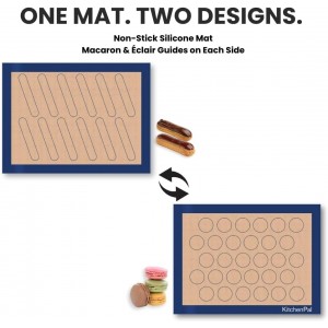 2-Sided Silicone Baking Mat for Macaron, Éclair & Cookie – Reusable Pastry Sheet 11.8