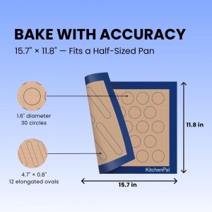 2-Sided Silicone Baking Mat for Macaron, Éclair & Cookie – Reusable Pastry Sheet 11.8