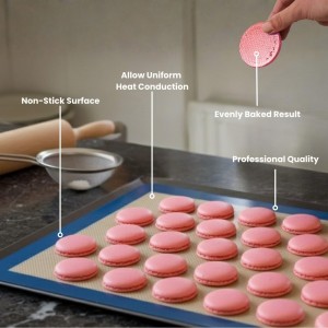 2-Sided Silicone Baking Mat for Macaron, Éclair & Cookie – Reusable Pastry Sheet 11.8