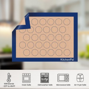 2-Sided Silicone Baking Mat for Macaron, Éclair & Cookie – Reusable Pastry Sheet 11.8