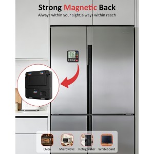 Digital Kitchen Timer for Cooking - 4 Channel Count Up Countdown Timer with Loud Alarm and Silent Mode, Large Display, Magnetic Back, Auto Memory for Classroom Study Gym, Battery Included (Black)