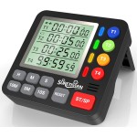 Digital Kitchen Timer for Cooking - 4 Channel Count Up Countdown Timer with Loud Alarm and Silent Mode, Large Display, Magnetic Back, Auto Memory for Classroom Study Gym, Battery Included (Black)