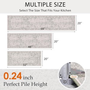 HUGEAR Grey Kitchen Rug Sets 3 Piece 20x32/20x48/20x59 Inch Vintage Distressed Entryway Washable Kitchen Mats Floor Carpet Non Slip Runner Rugs for Hallway Laundry Sink Bathroom