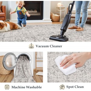 HUGEAR Grey Kitchen Rug Sets 3 Piece 20x32/20x48/20x59 Inch Vintage Distressed Entryway Washable Kitchen Mats Floor Carpet Non Slip Runner Rugs for Hallway Laundry Sink Bathroom