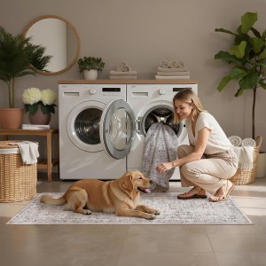 HUGEAR Grey Kitchen Rug Sets 3 Piece 20x32/20x48/20x59 Inch Vintage Distressed Entryway Washable Kitchen Mats Floor Carpet Non Slip Runner Rugs for Hallway Laundry Sink Bathroom