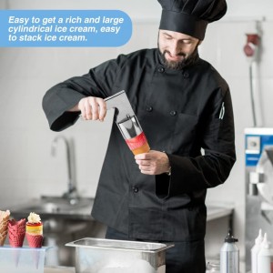 Ice Cream Scoop Stainless Steel, Old Fashioned Cylindrical Scooper with Spring-Powered Trigger Release, Big Volume for Hard Ice Cream, Mashed Potatoes, Easy to Clean