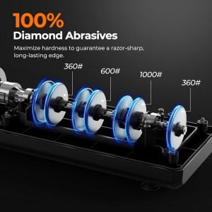 Electric Knife Sharpener, Precise 20° Diamond Knife Sharpener for Kitchen Knives, Quick Repairing in 40 Seconds, with Metal Dust Collection Box & Special Port for Scissors, Black