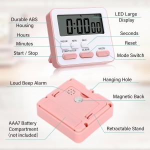 Leumoi 6 Pcs Digital Kitchen Timer 24 Hour Clock and Alarm Function Timer On/Off Switch Minute Second Count up Countdown Loud Alarm for Exercise Cook Baking