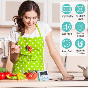 Leumoi 6 Pcs Digital Kitchen Timer 24 Hour Clock and Alarm Function Timer On/Off Switch Minute Second Count up Countdown Loud Alarm for Exercise Cook Baking