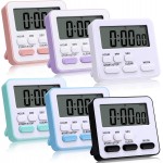 Leumoi 6 Pcs Digital Kitchen Timer 24 Hour Clock and Alarm Function Timer On/Off Switch Minute Second Count up Countdown Loud Alarm for Exercise Cook Baking