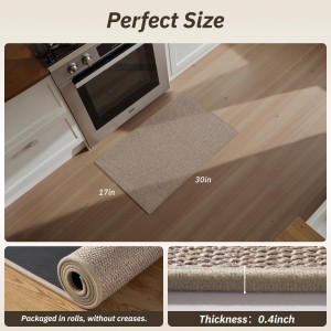 RESARE Kitchen Mats, Non Slip Kitchen Mats for Floor, Absorbent Quick Dry Washable Kitchen Rugs in Front of Sink, Hallway, Laundry, Kitchen Floor Mat(Beige, 17