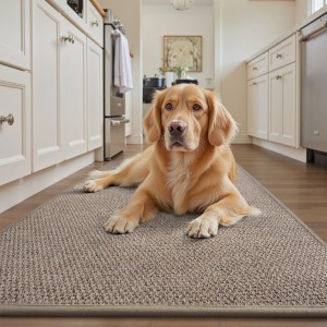 RESARE Kitchen Mats, Non Slip Kitchen Mats for Floor, Absorbent Quick Dry Washable Kitchen Rugs in Front of Sink, Hallway, Laundry, Kitchen Floor Mat(Beige, 17