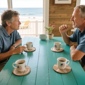 12 Pcs Coastal Coasters for Drinks Beach Cork Coasters Sea Shell Printed Round Absorbent Mat Coastal Decor Beach Theme Tropical Decor for Nautical Table Housewarming House Gifts