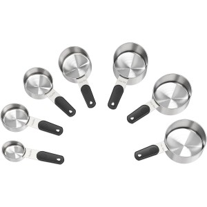 Magnetic Handles 7 Piece Stainless Steel Measuring Cups, Black, Kitchen Gadgets for Measure Liquid and Dry Ingredients, Cooking & Baking