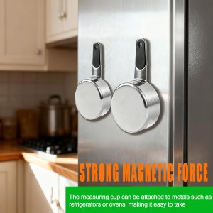 Magnetic Handles 7 Piece Stainless Steel Measuring Cups, Black, Kitchen Gadgets for Measure Liquid and Dry Ingredients, Cooking & Baking