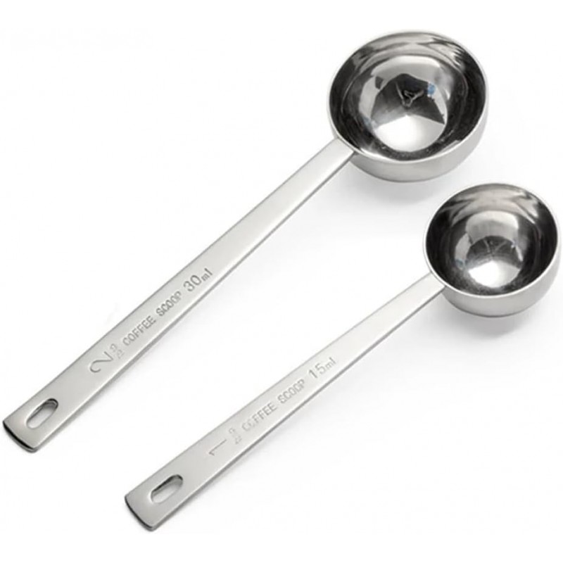 Stainless Steel Coffee Scoop, 2 MeaTablespoon suring Spoon for Ground Coffee & Tea,Protein Powde Long Handle Design for Easy Scooping
