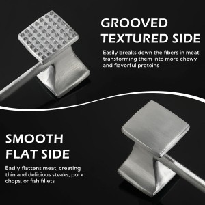 Stainless Steel Meat Tenderizer Tool Bulk, with 21 Needles Retractable Safety Guard, Heavy Duty Meat Hammer Tenderizer for Beef Steak Chicken Poultry, Mallet with Free Cleaning Brush