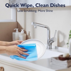 60 Pack 13.8×15.7 in Disposable Dish Cloths for Kitchen, Bathroom & Daily Cleaning – Durable & Short-Term Reusable Cleaning Cloths (Blue)