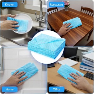 60 Pack 13.8×15.7 in Disposable Dish Cloths for Kitchen, Bathroom & Daily Cleaning – Durable & Short-Term Reusable Cleaning Cloths (Blue)