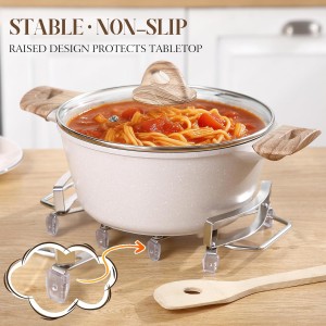 Expandable Trivet with Handles, Stainless Steel Hot Plate Holder with Upgraded Non-Slip Base, Expanding Trivet Holder for Dishes, Casserole, Hot or Cold Cookware(Up to 9