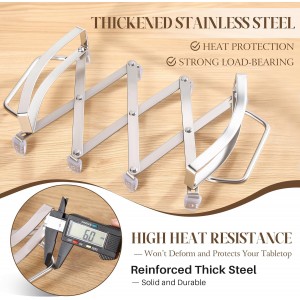 Expandable Trivet with Handles, Stainless Steel Hot Plate Holder with Upgraded Non-Slip Base, Expanding Trivet Holder for Dishes, Casserole, Hot or Cold Cookware(Up to 9