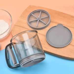 Flour Sifter for Baking, Plastic Flour Sifter, Double layer Flours Sieve with Hand Press Design, Handheld Powder Sifters Fine Mesh Kitchen Cooking Sieve Tools for Cooking(COLOR:Transparent Green)