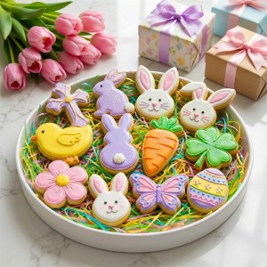 Easter Cookie Cutter Set, 12 Pieces Easter Bunny Cookie Cutter Set for Baking - Carrot, Bunny Face, Leaf, Egg, Flower, Butterfly Shapes Holiday Themed Party Supplies