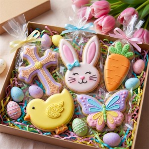 Easter Cookie Cutter Set, 12 Pieces Easter Bunny Cookie Cutter Set for Baking - Carrot, Bunny Face, Leaf, Egg, Flower, Butterfly Shapes Holiday Themed Party Supplies