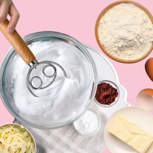 Danish Dough Whisk – Sourdough Mixing Tool with Dough Scraper. Danish Whisk for Baking, Mixing Thick Dough, Bread Making, Pastry, Cookies, Pizza, Batter & More
