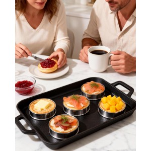 English Muffin Rings 4 Inch, Stainless Steel Crumpet Rings, Double Rolled Metal Rings Molds for Baking Cookie, Round Egg, Cake, Circles Tart Crust, Pancake, Hamurger Bun, Pastry Dessert Food